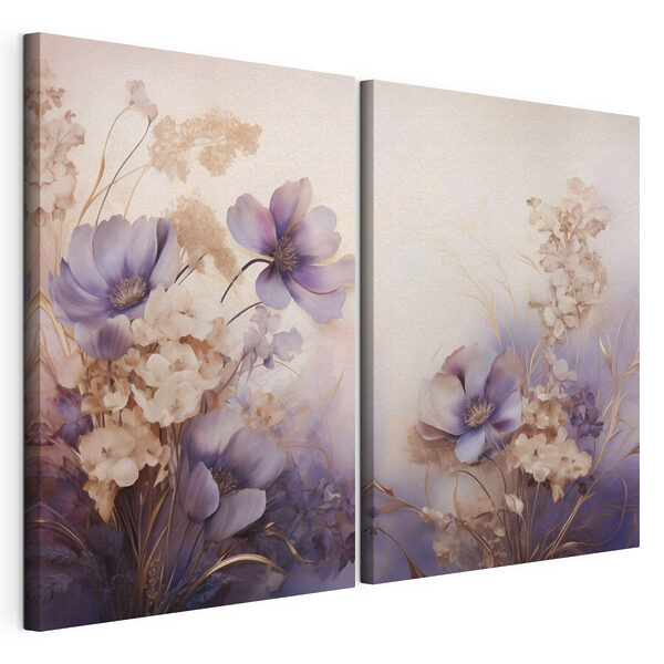 Des fleurs délicates aux teintes pastel douces Impression sur toile modulaire Des fleurs délicates aux teintes pastel douces