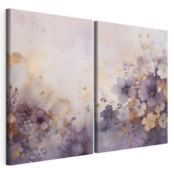 Peinture représentant des fleurs sur fond blanc Impression sur toile modulaire Peinture représentant des fleurs sur fond blanc