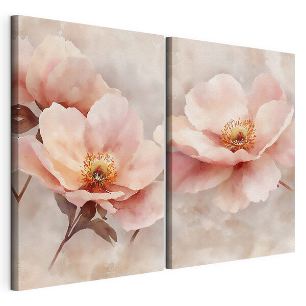 Des fleurs délicates aux teintes pastel douces Impression sur toile modulaire Des fleurs délicates aux teintes pastel douces