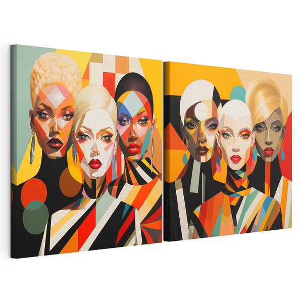 Collage de femmes aux couleurs variées Impression sur toile modulaire Collage de femmes aux couleurs variées