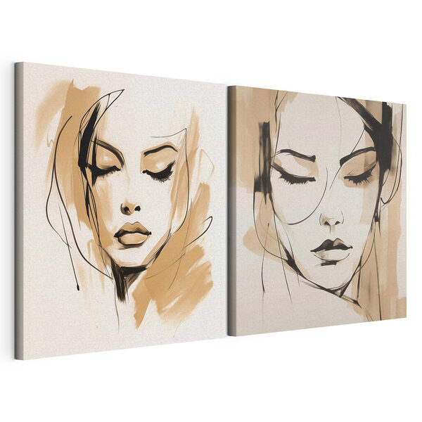 Dessin représentant le visage d'une femme Impression sur toile modulaire Dessin représentant le visage d'une femme