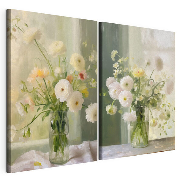 Collage de fleurs dans un vase Impression sur toile modulaire Collage de fleurs dans un vase