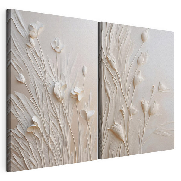 Motif floral élégant aux teintes douces Impression sur toile modulaire Motif floral élégant aux teintes douces