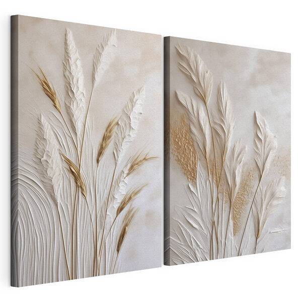 Impression sur toile modulaire Collage de plantes blanches et marron
