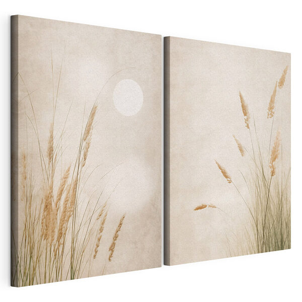 Des herbes douces sous un ciel serein Impression sur toile modulaire Des herbes douces sous un ciel serein