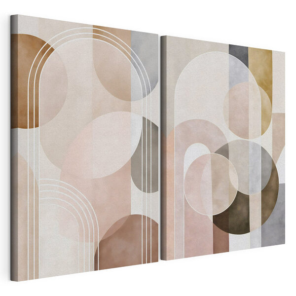 Des formes douces dans des tons ocres Impression sur toile modulaire Des formes douces dans des tons ocres