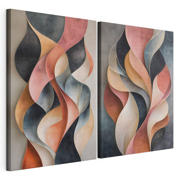 Des formes fluides dans une palette de couleurs douces Impression sur toile modulaire Des formes fluides dans une palette de couleurs douces