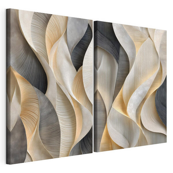 Des courbes élégantes dans une palette de couleurs douces Impression sur toile modulaire Des courbes élégantes dans une palette de couleurs douces