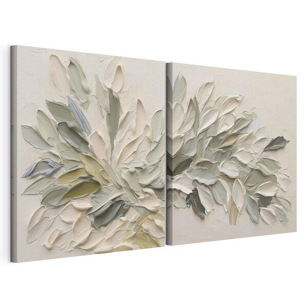 Composition élégante de feuilles dans des tons doux Impression sur toile modulaire Composition élégante de feuilles dans des tons doux