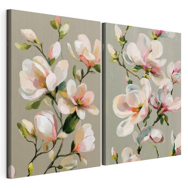 Impression sur toile modulaire Des fleurs délicates aux teintes douces