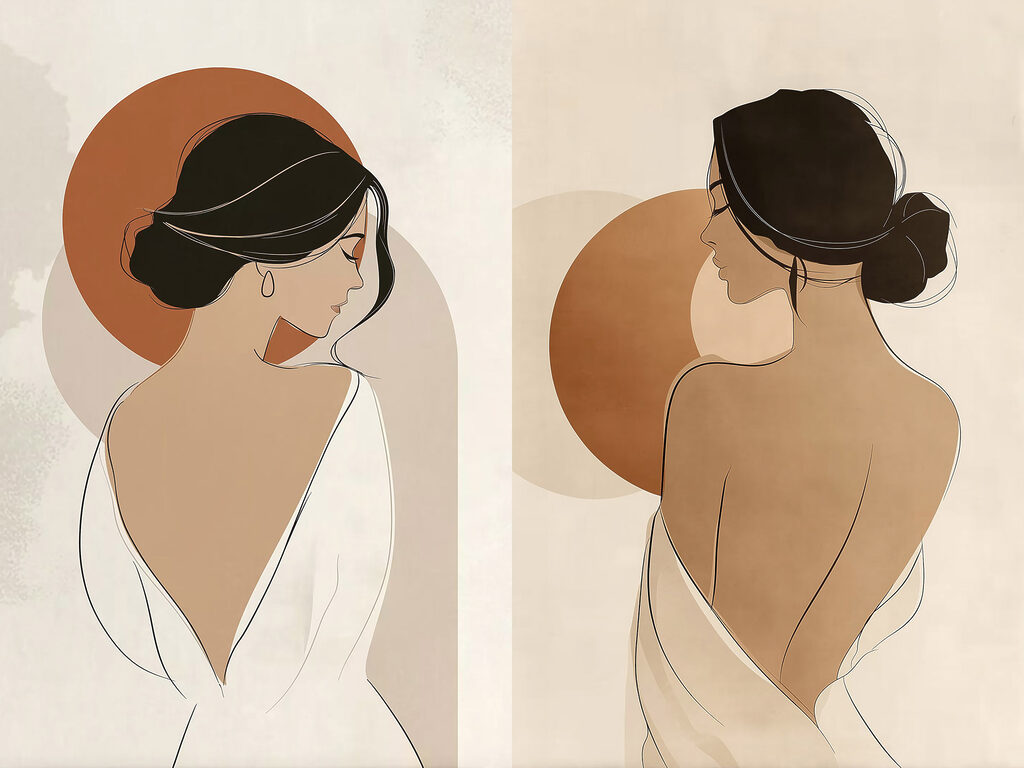 Woman in white and brown dresses Woman in white and brown dresses