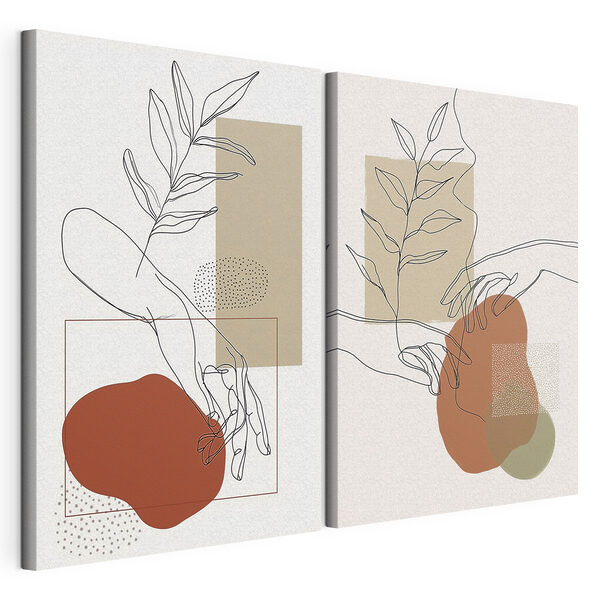 Impression sur toile modulaire Dessin représentant une main tenant une feuille
