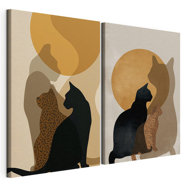 Impression sur toile modulaire Un chat et un chat avec un chat au soleil