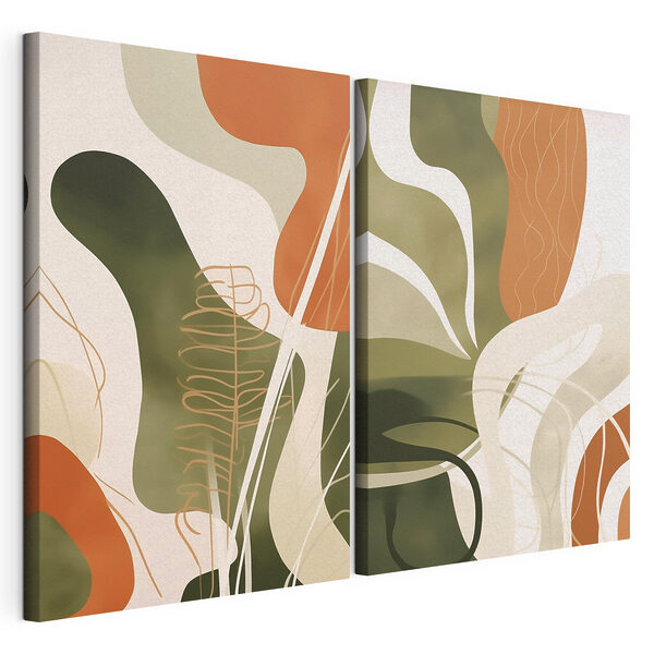 Impression sur toile modulaire Formes organiques dans des tons terreux
