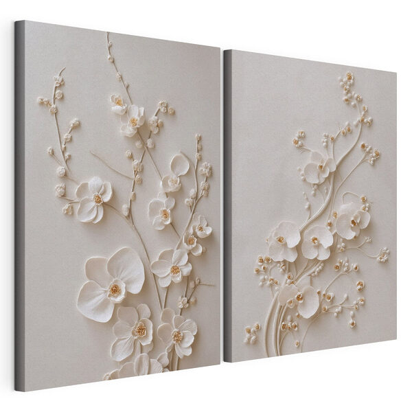 Impression sur toile modulaire Motif floral élégant aux tons doux