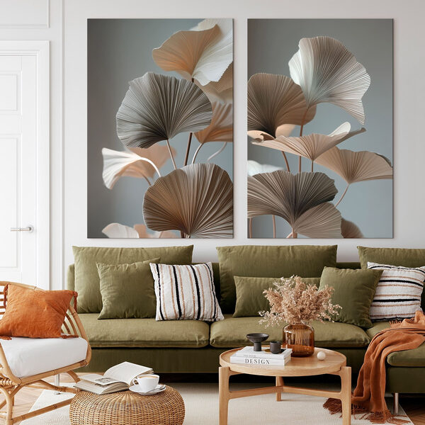 Elegant paper leaves in soft hues Elegant paper leaves in soft hues
