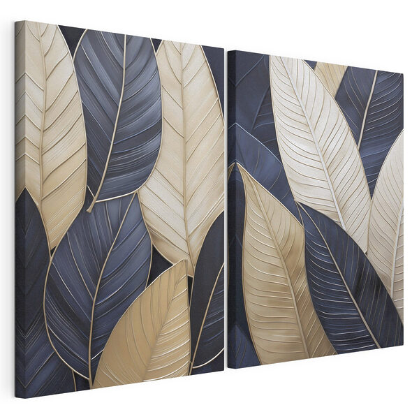 Des feuilles élégantes aux teintes subtiles Impression sur toile modulaire Des feuilles élégantes aux teintes subtiles