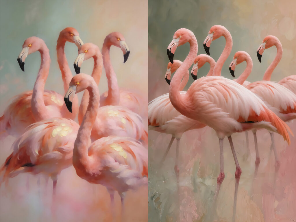 Group of flamingos standing together Group of flamingos standing together
