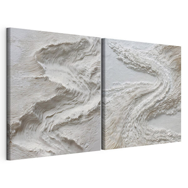 Surface blanche et grise avec des lignes ondulées Impression sur toile modulaire Surface blanche et grise avec des lignes ondulées