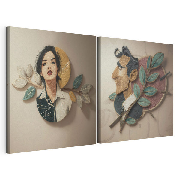Collage représentant un homme et le visage d'un homme Impression sur toile modulaire Collage représentant un homme et le visage d'un homme