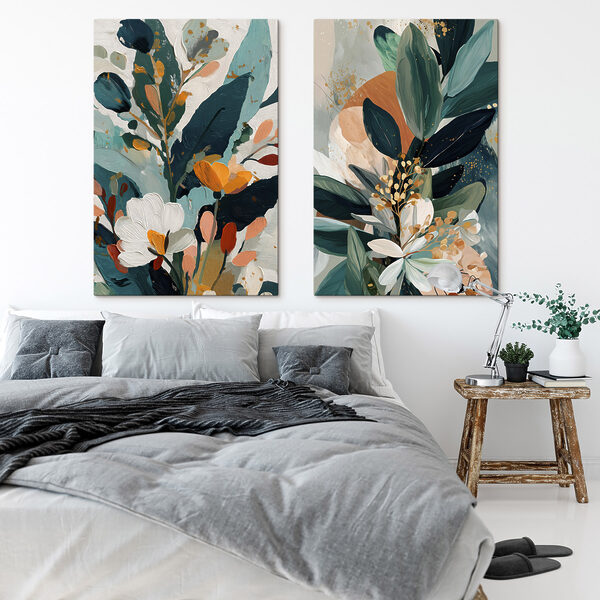 Painting of flowers and leaves Painting of flowers and leaves