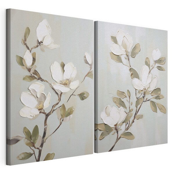 Peinture représentant des fleurs sur une branche Impression sur toile modulaire Peinture représentant des fleurs sur une branche