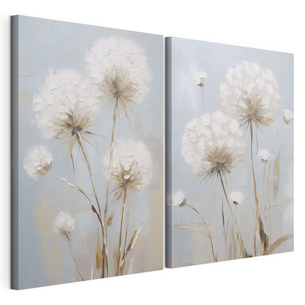 Peinture représentant des fleurs sur fond bleu Impression sur toile modulaire Peinture représentant des fleurs sur fond bleu