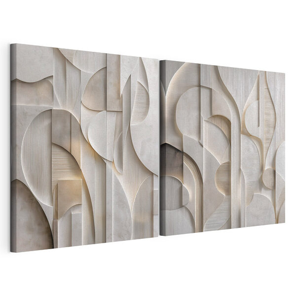 Courbes abstraites dans des tons neutres et doux Impression sur toile modulaire Courbes abstraites dans des tons neutres et doux