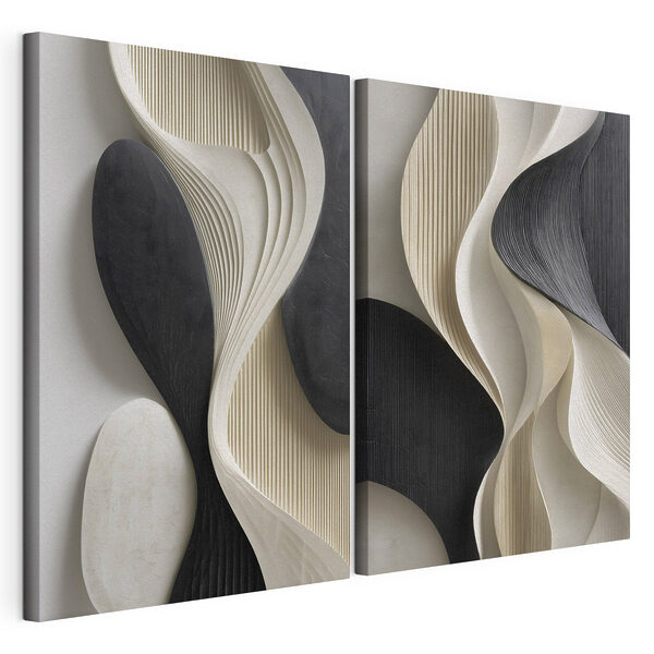 Impression sur toile modulaire Des formes fluides aux couleurs contrastées