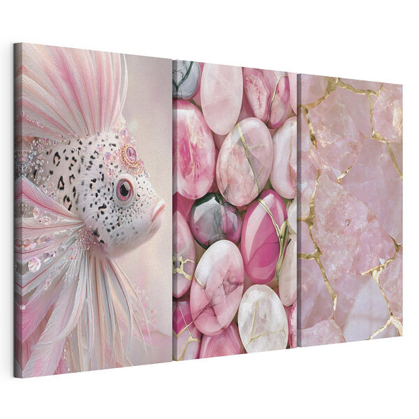 Collage de pierres roses et blanches Impression sur toile modulaire Collage de pierres roses et blanches