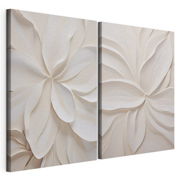 Impression sur toile modulaire Collage de fleurs en papier blanc