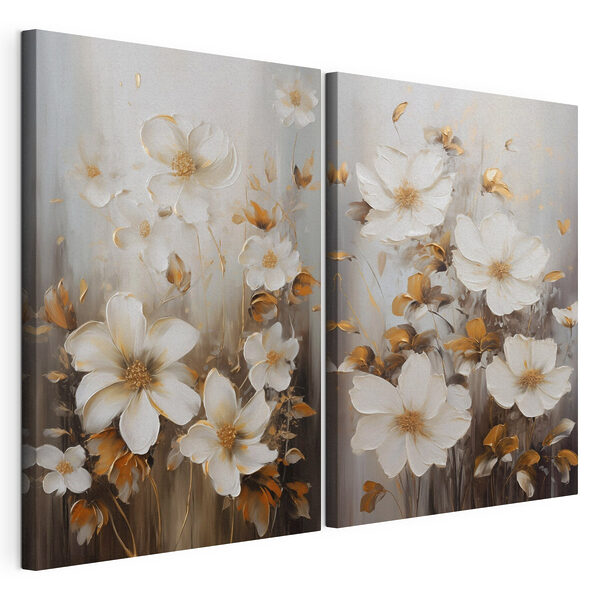 Peinture représentant des fleurs blanches Impression sur toile modulaire Peinture représentant des fleurs blanches