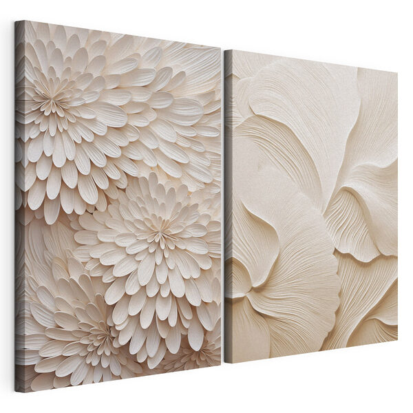 Collage de fleurs blanches Impression sur toile modulaire Collage de fleurs blanches