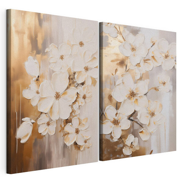Impression sur toile modulaire Des fleurs délicates aux teintes douces