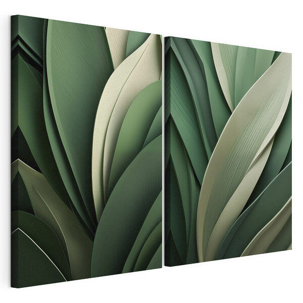 Un feuillage d'un vert luxuriant en parfaite harmonie Impression sur toile modulaire Un feuillage d'un vert luxuriant en parfaite harmonie