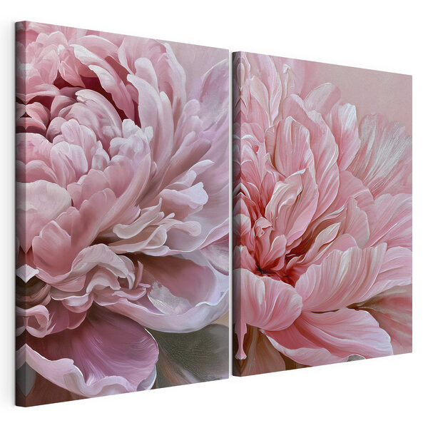 Des pétales souples aux nuances délicates de rose Impression sur toile modulaire Des pétales souples aux nuances délicates de rose
