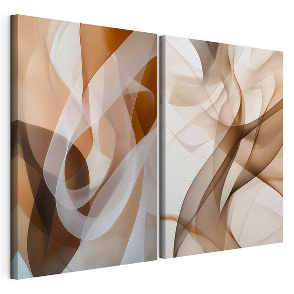 Impression sur toile modulaire Des formes fluides dans des tons terreux