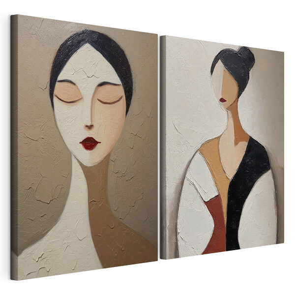 Collage d'un tableau représentant une femme Impression sur toile modulaire Collage d'un tableau représentant une femme