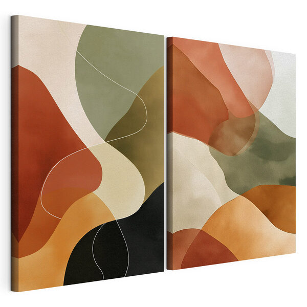 Impression sur toile modulaire Des formes abstraites sereines aux teintes chaudes