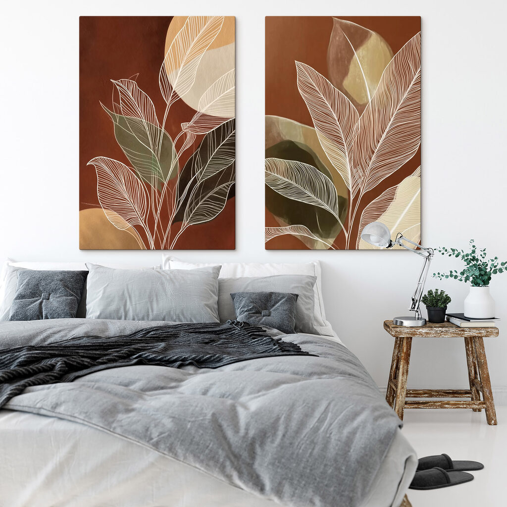 Painting of leaves and circles Painting of leaves and circles