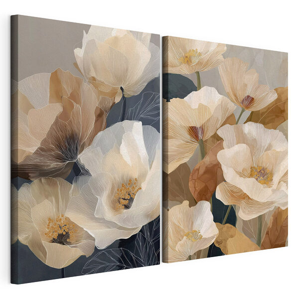 Collage de fleurs Impression sur toile modulaire Collage de fleurs
