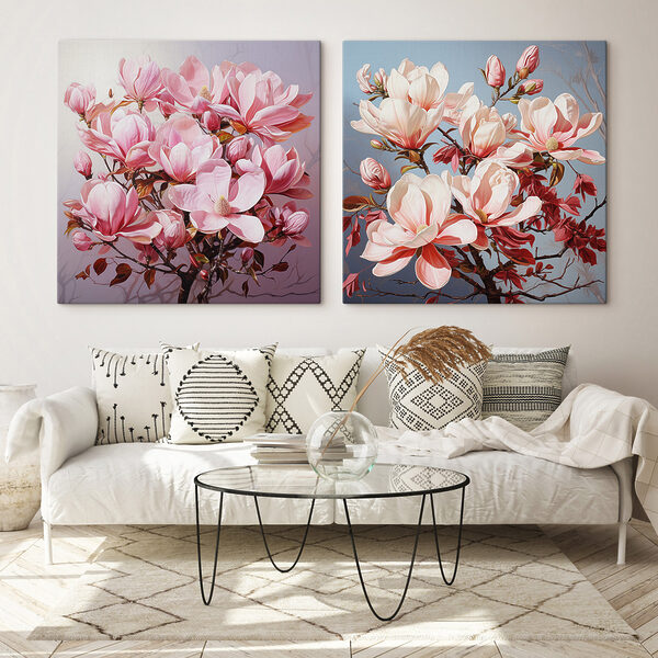 Impression sur toile modulaire Des fleurs élégantes aux teintes douces (UGS : m30700)