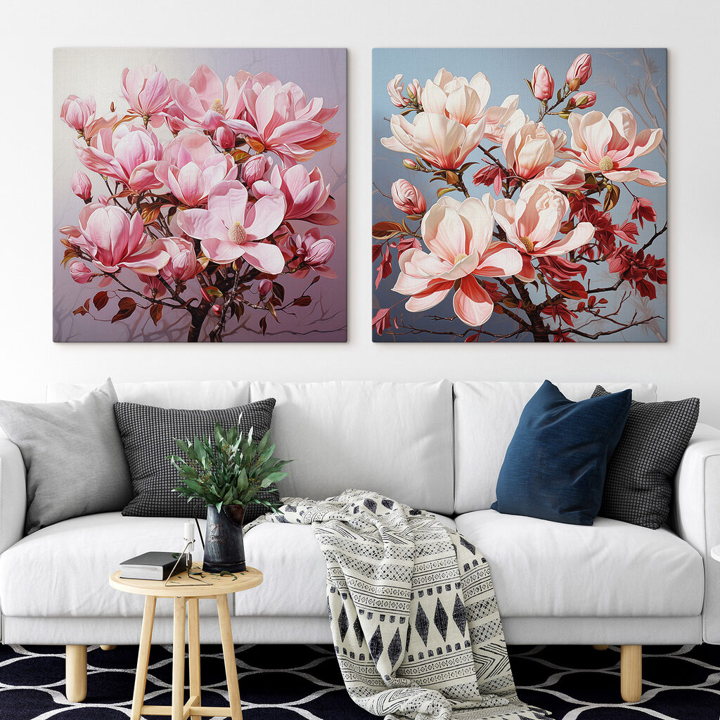 Impression sur toile modulaire Des fleurs élégantes aux teintes douces (UGS : m30700)