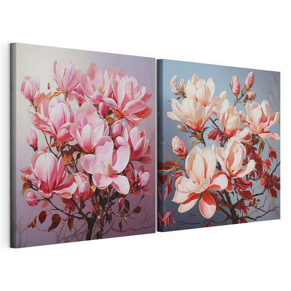 Impression sur toile modulaire Des fleurs élégantes aux teintes douces
