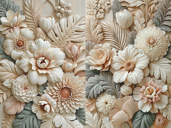 Collage of flowers and leaves Collage of flowers and leaves