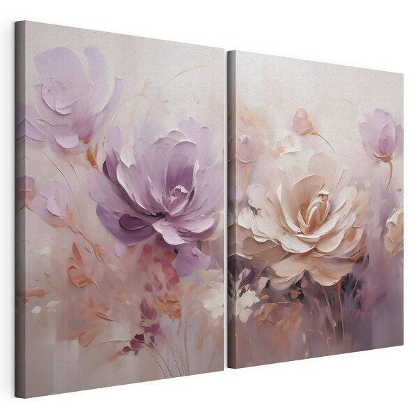 Des fleurs aux couleurs douces et oniriques Impression sur toile modulaire Des fleurs aux couleurs douces et oniriques