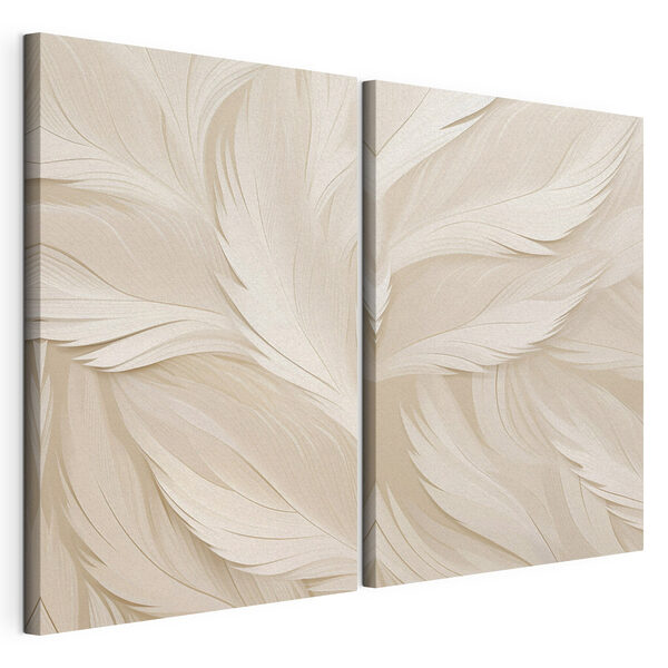 Motif de plumes blanches sur un fond blanc Impression sur toile modulaire Motif de plumes blanches sur un fond blanc
