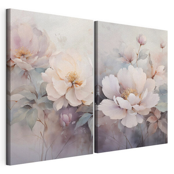 Impression sur toile modulaire Fleurs délicates aux teintes pastel douces
