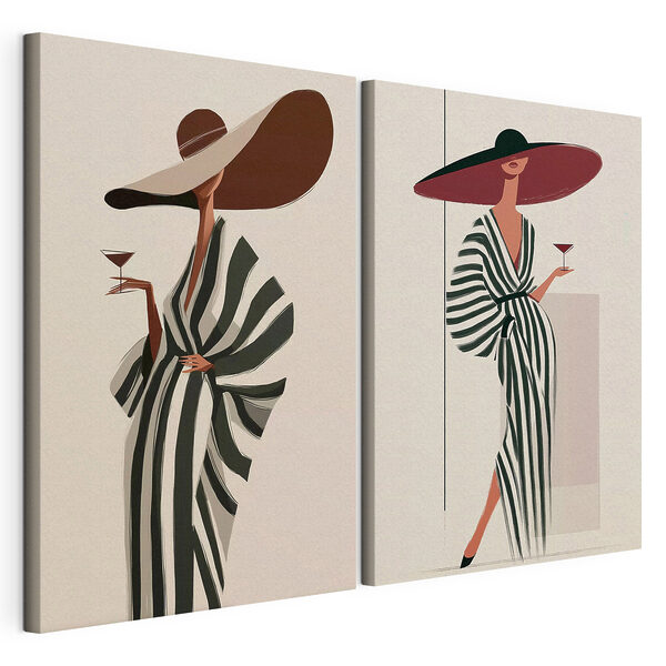 Une femme avec un chapeau Impression sur toile modulaire Une femme avec un chapeau