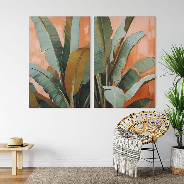 Vibrant green leaves against warm background Vibrant green leaves against warm background